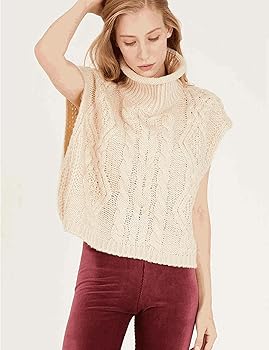 Perbai Womens Oversized Cropped Sweater Vest Pullover Cap